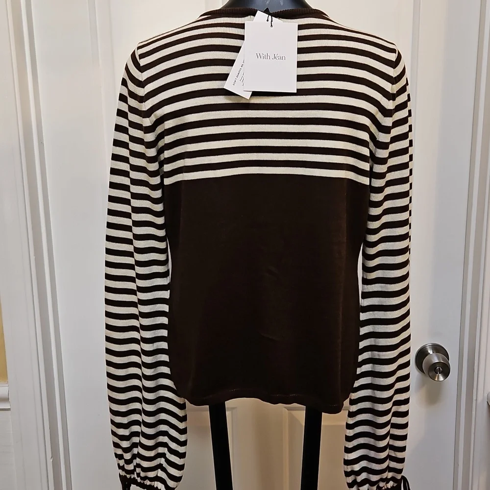 WITH JEAN Willa Brown and Cream Striped Sweater - L